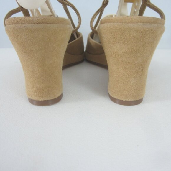 New J Jill Womens 10 Beige Heels Peep Toe Slingback Wedge Shoes Tan Classic Shoe - Picture 10 of 12